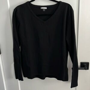 SmartWool Solid Black Merino V-Neck Sweater Size Large EUC